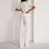 Buttoned Square Collar Blazer & Pants Set
