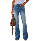 Flared Jeans Vintage High Waist Full Length Wide Leg Flare Pants Silver Sam