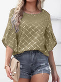 Half Sleeve Round Neck Oversized Printed Blouse Silver Sam
