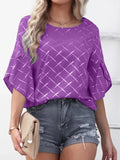 Half Sleeve Round Neck Oversized Printed Blouse Silver Sam