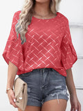 Half Sleeve Round Neck Oversized Printed Blouse Silver Sam