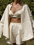 3 Piece Long Sleeve Top & Shorts Set