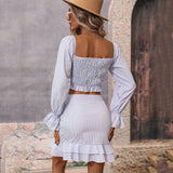 Elegant Ladies Striped 2-Piece Skirts Suits