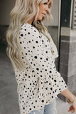 Dotted Print Bell Sleeve Top