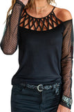 Polka Dot Cold Shoulder Long Sleeves Top