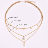 Moon Star Bead Three Layer Necklace Jasper