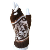Alpaca Inca Patterned Fingerless Women Gloves