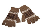 Alpaca Inca Patterned Fingerless Women Gloves