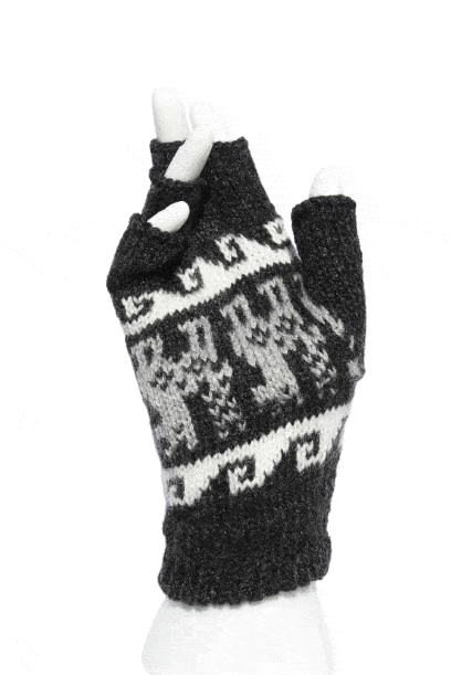 Alpaca Inca Patterned Fingerless Women Gloves