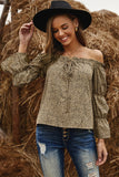 Frilled Off-the-shoulder Cheetah Blouse