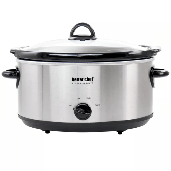 Better Chef 6-Quart Oval Stainless Steel Slow Cooker with Removable St