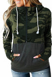 Print Patchwork Hoodie with Kangaroo Pocket