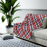 Red and Blue Plaid Plush Blanket Throw Yellow Pandora