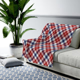 Red and Blue Plaid Plush Blanket Throw Yellow Pandora