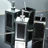 Square Soap Dispenser and Toothbrush Holder in Gift Box, Black Crushed Coral Rosemary