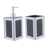 Square Soap Dispenser and Toothbrush Holder in Gift Box, Black Crushed Coral Rosemary