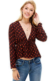 Polka Dot Print Cinched Chest 3/4 Sleeves Hi-Low Indigo Arrowwood