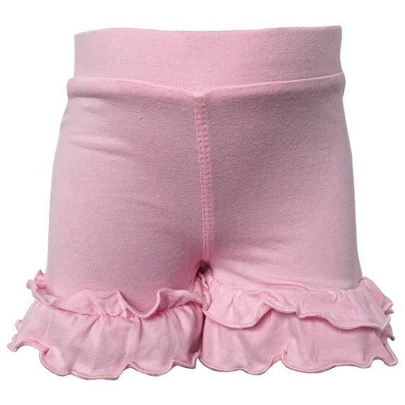 Ann Loren Girls Boutique Light Pink Cotton Knit Stretch Ruffle Shorts