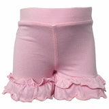Ann Loren Girls Boutique Light Pink Cotton Knit Stretch Ruffle Shorts