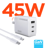 HyperGear SpeedBoost 45W USB-C PD Tri-Port GaN Fast Wall Charger