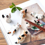 Porcelain Cat Chopstick Holders Set Yellow Pandora