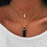 Obelisk Crescent Moon Necklace Jasper