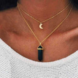 Obelisk Crescent Moon Necklace Jasper