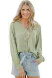 Khaki Button Up Puff Sleeve Shirt
