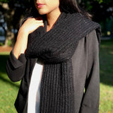 Chunky Black Knit Alpaca Scarf Ariel