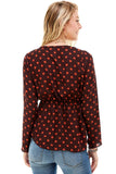 Polka Dot Print Cinched Chest 3/4 Sleeves Hi-Low Indigo Arrowwood