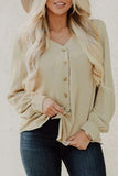 Khaki Button Up Puff Sleeve Shirt