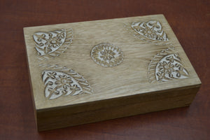 Handmade Carved Flower Wood Box