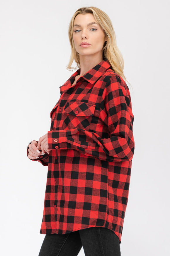 Oversize Boyfriend Plaid Checkered Flannel Lime Milo