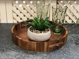 Acacia Wood Round Serving Tray -15" Azure Lily
