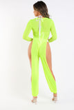 Sexy Mesh Cover Up Jumpsuit Summer Bodycon Beachwear NEON YELLOW Puce Juniper