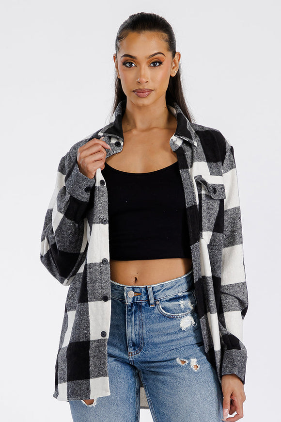 Boyfriend Oversized Soft Flannel Shacket Lime Milo