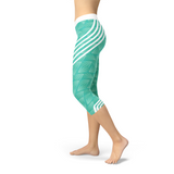 Women's Turquoise Sports Capri Leggings