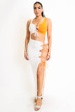 Lace-up Top & Matching Side Lace-up Maxi Skirt Set