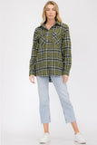 Oversize Boyfriend Plaid Checkered Flannel Lime Milo