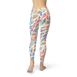 Women's Colorful Feather Fern Leggings