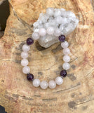 Rose Quartz & Amethyst Stretch Bracelet! Genuine Crystals! Violet Chaos