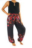 Black FLORAL Women's Harem Pants