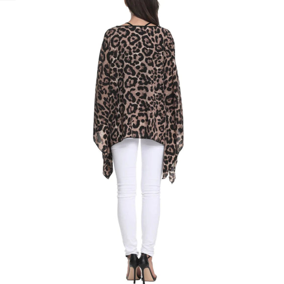 Leopard Print Batwing Chiffon Top Yellow Pandora