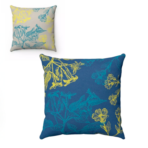 Blooming Floral Double Sided Faux Suede Cushion - 4 Sizes Yellow Pandora