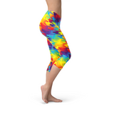 Women's Rainbow Houndstooth Capri Leggings