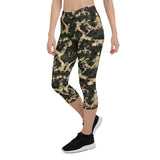 Women's Army Camo Capri Leggings with Honeycombs