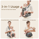 Ergonomic 3-in-1 Baby Carrier & Hip Seat