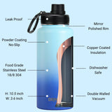 DRINCO® 32oz Stainless Steel Water Bottle (3 lids) -Morning Sky Blue