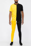 Two Way Split T-shirt & Track Pants Set Lime Milo