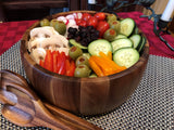 Large Salad Bowl with Servers Azure Lily